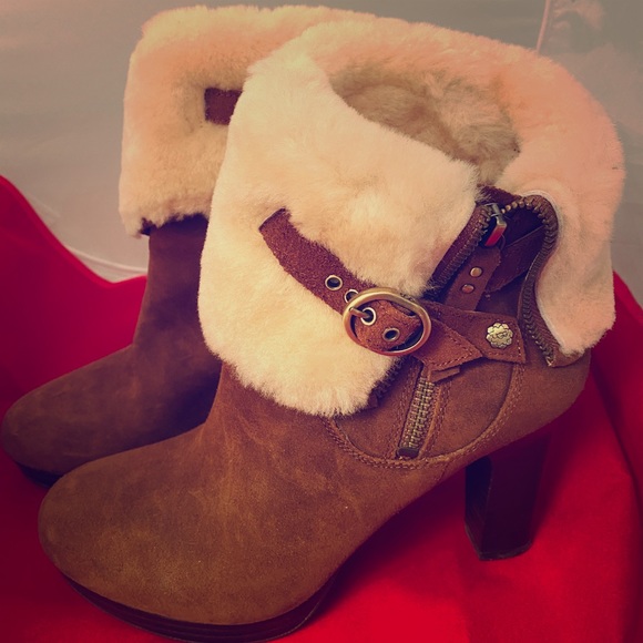 UGG Shoes - Ugg Scarlett Chestnut Brown High Heel Ankle Boots